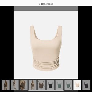 OGL MOVE - Eco-SkinKiss® Ruched Sides Square Brami Tank Top - Beige